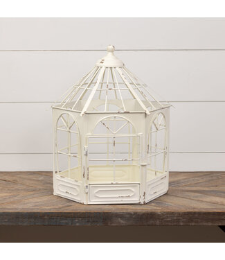 17.5" White Metal Lantern