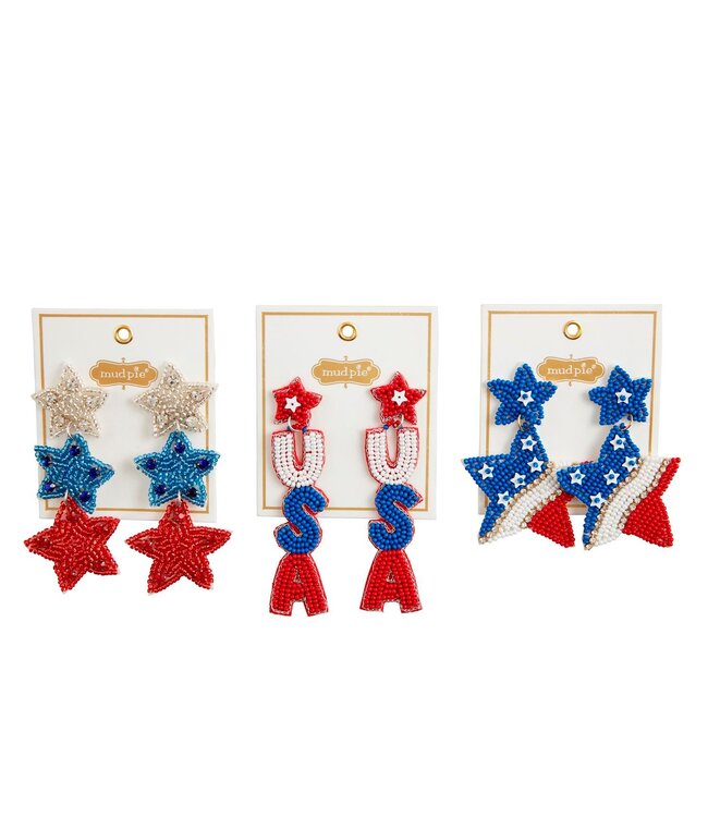 4th Of July Beaded Earrings