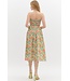 Ellie Multicolor Floral Strapless Pleated Midi Dress