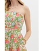 Ellie Multicolor Floral Strapless Pleated Midi Dress