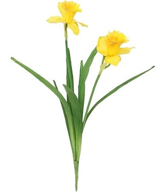 18" Yellow Real Touch Daffodil W/Double Bloom & Bud