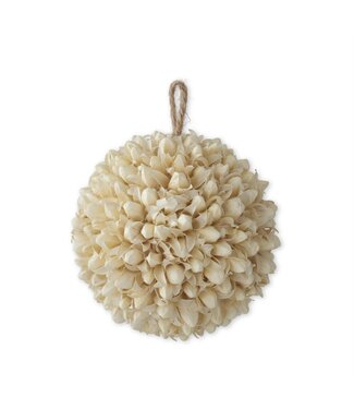 4.75 Inch Cream Dried Pod Ball Ornament