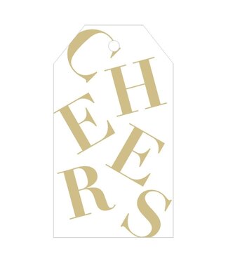 Tossed Cheers White/Gold Foil - Hanging Gift Tag