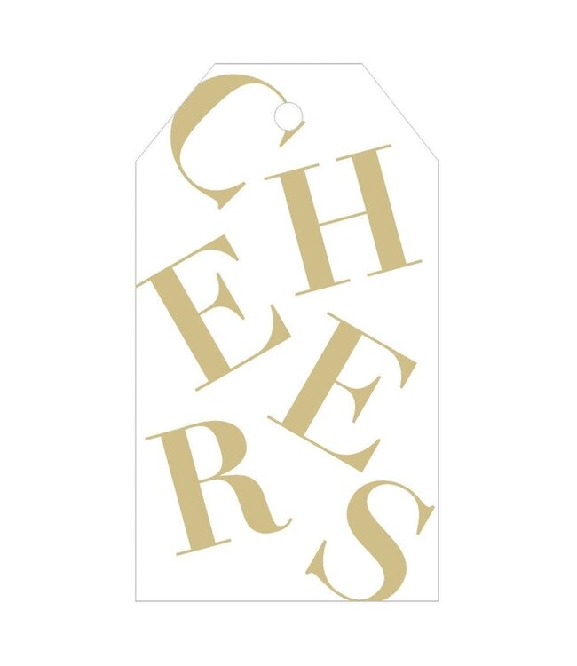 Tossed Cheers White/Gold Foil - Hanging Gift Tag