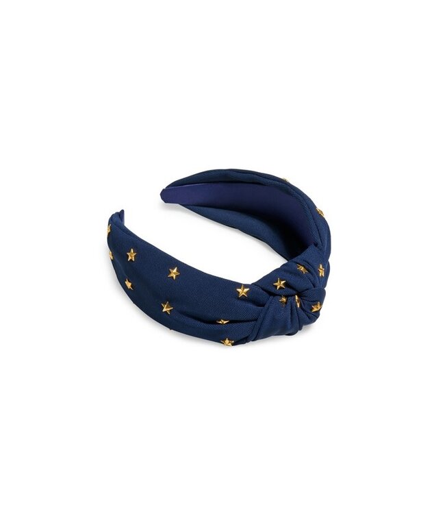 Stars Knotted Headband - Navy