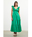 Joy Poplin V Neck Shirred Maxi Dress