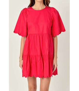 Zoey Scallop Detail Mini Dress