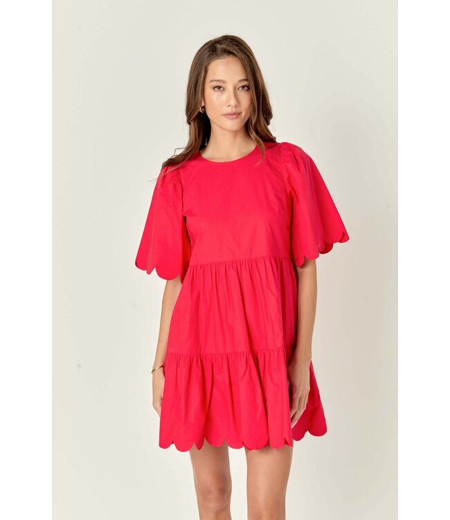 Zoey Scallop Detail Mini Dress