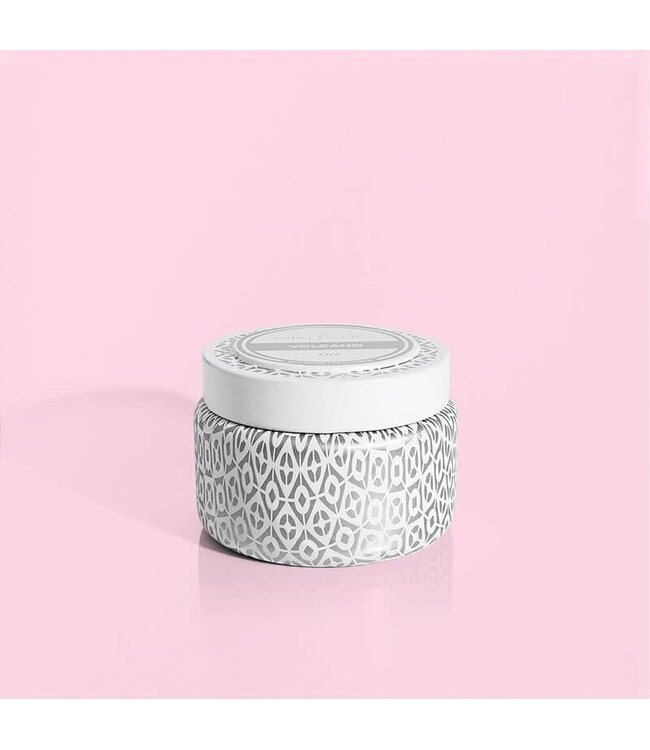 CAPRI BLUE Volcano White Signature  Printed Travel Tin Candle