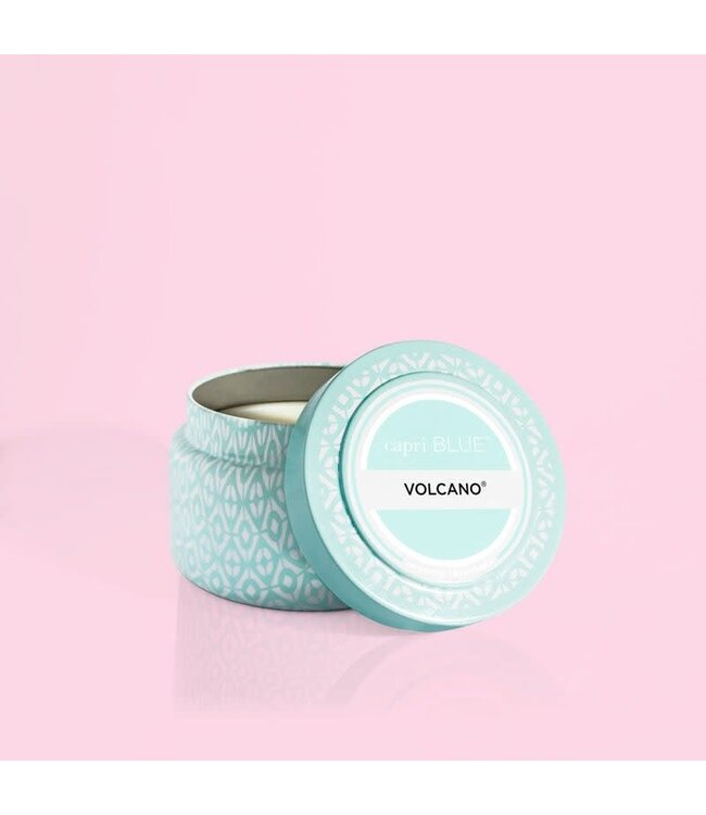 CAPRI BLUE Volcano Aqua Printed Tin Travel Candle
