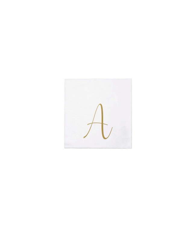 VIETRI Papersoft Gold Monogram Cockail Napkins