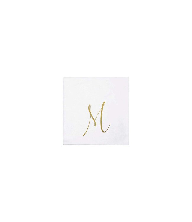 VIETRI Papersoft Gold Monogram Cockail Napkins