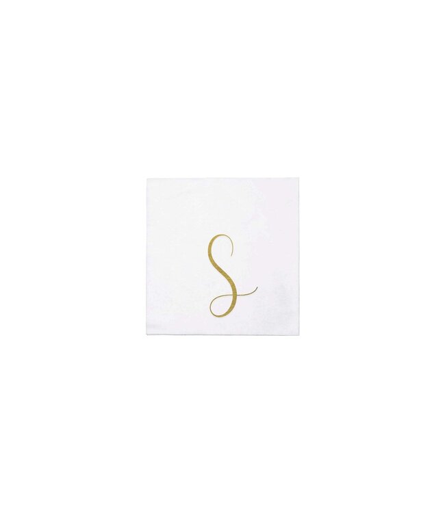 VIETRI Papersoft Gold Monogram Cockail Napkins