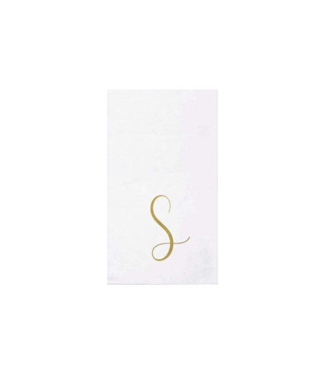 VIETRI Papersoft Napkins Gold Monogram Guest Towels
