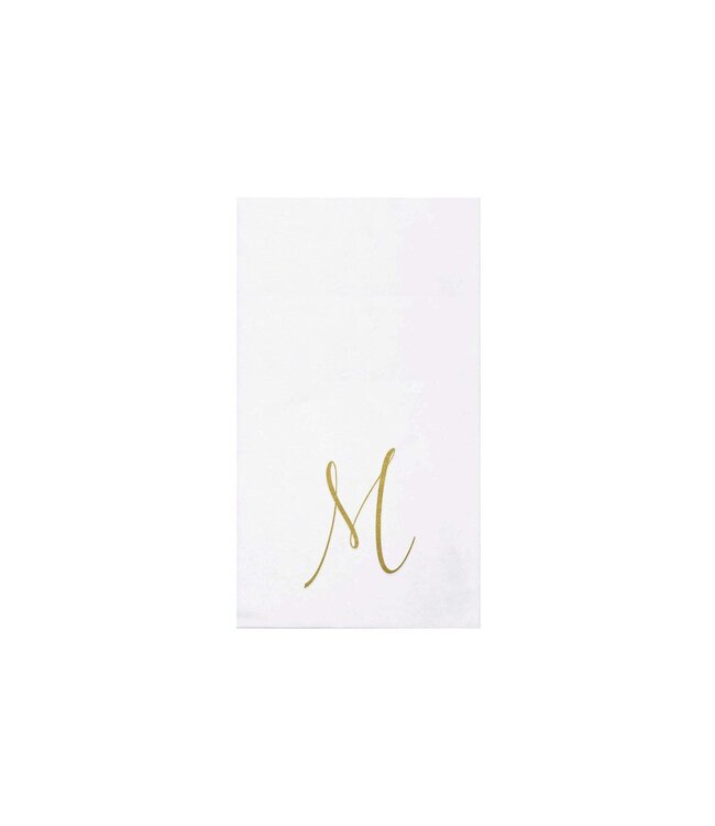 VIETRI Papersoft Napkins Gold Monogram Guest Towels