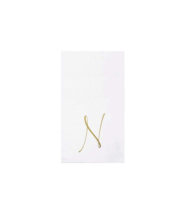 VIETRI Papersoft Napkins Gold Monogram Guest Towels