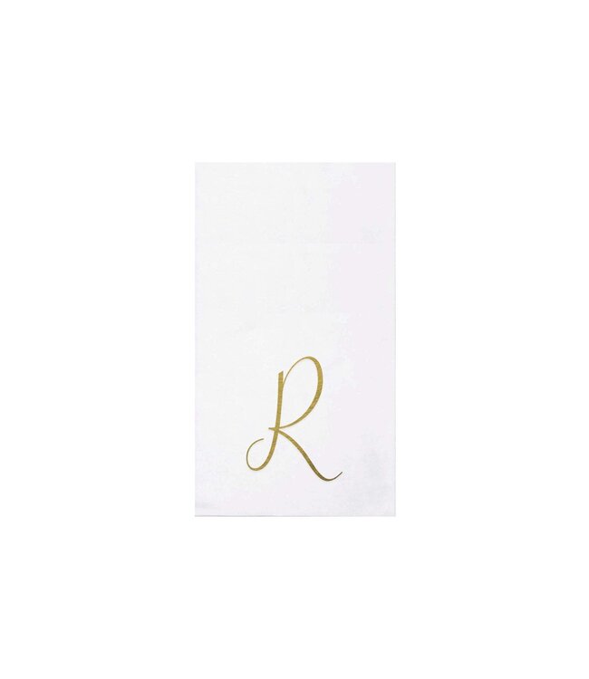 VIETRI Papersoft Napkins Gold Monogram Guest Towels