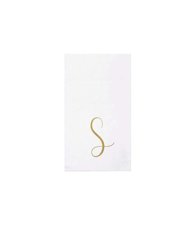 VIETRI Papersoft Napkins Gold Monogram Guest Towels