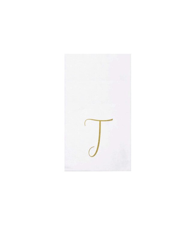 VIETRI Papersoft Napkins Gold Monogram Guest Towels