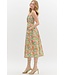 Ellie Multicolor Floral Strapless Pleated Midi Dress