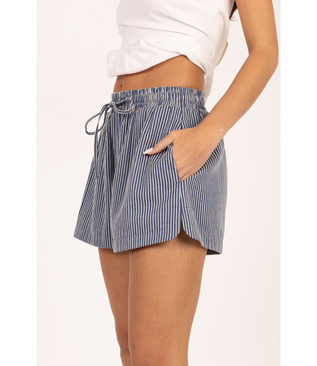 Arielle Striped Dolphin Hem Shorts