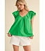 Elaine Solid Ruffled Sleeves Top