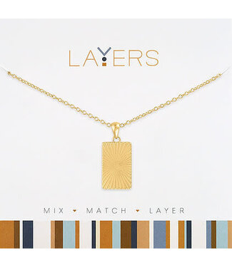 Gold Textured Tag Layers Necklace