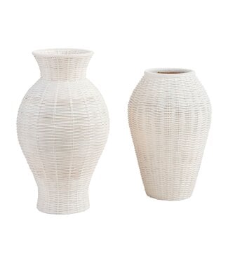White Basket Weave Vases