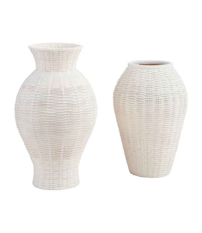 White Basket Weave Vases