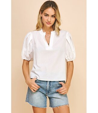 Ivy Short Sleeve V-Neck Woven Top