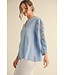 Eleanor Solid 3/4 Lace Cut-Out Sleeves Top