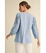 Eleanor Solid 3/4 Lace Cut-Out Sleeves Top