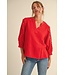 Eleanor Solid 3/4 Lace Cut-Out Sleeves Top