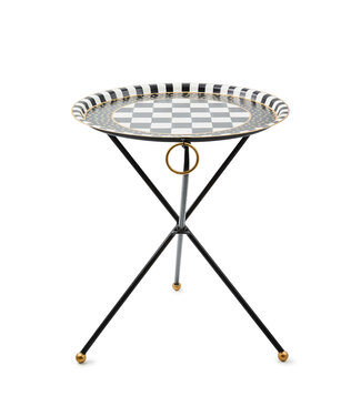 MACKENZIE CHILDS Tilt Top Black Tripod Table