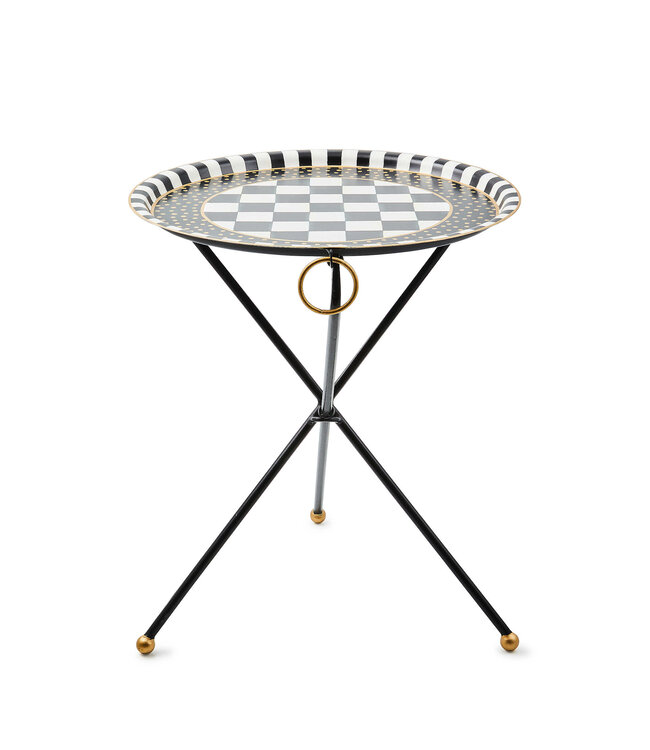 MACKENZIE CHILDS Tilt Top Black Tripod Table