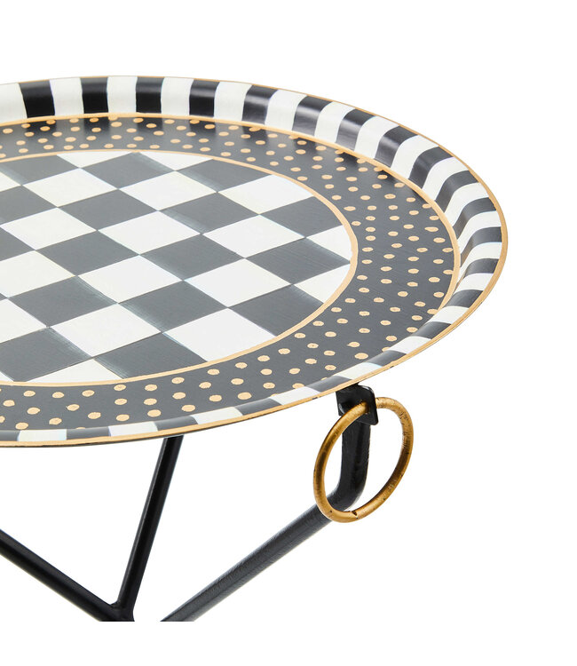 MACKENZIE CHILDS Tilt Top Black Tripod Table