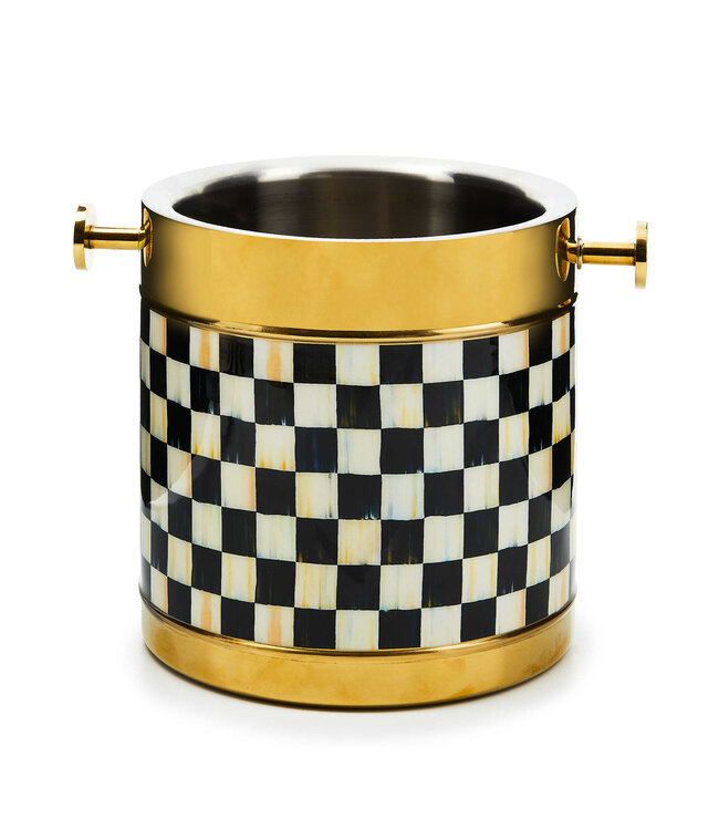 MACKENZIE CHILDS Courtly Check 3260 Gold Ice Bucket