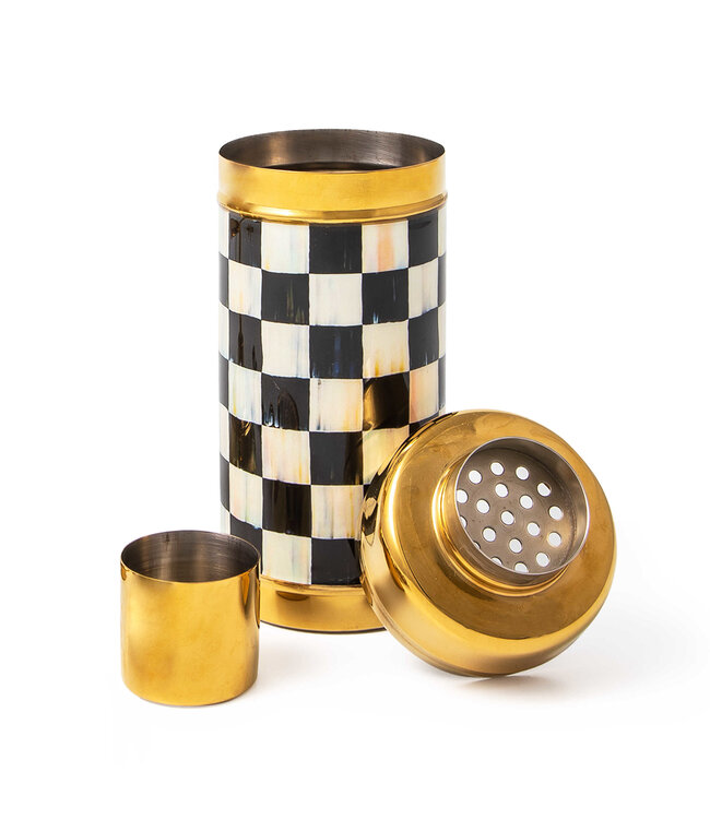MACKENZIE CHILDS Courtly Check 3260 Gold Cocktail Shaker