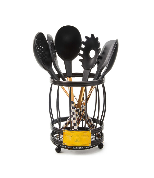 MACKENZIE CHILDS Courtly Check Utensil Caddy Set