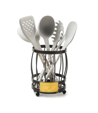 MACKENZIE CHILDS Sterling Check Utensil Caddy Set
