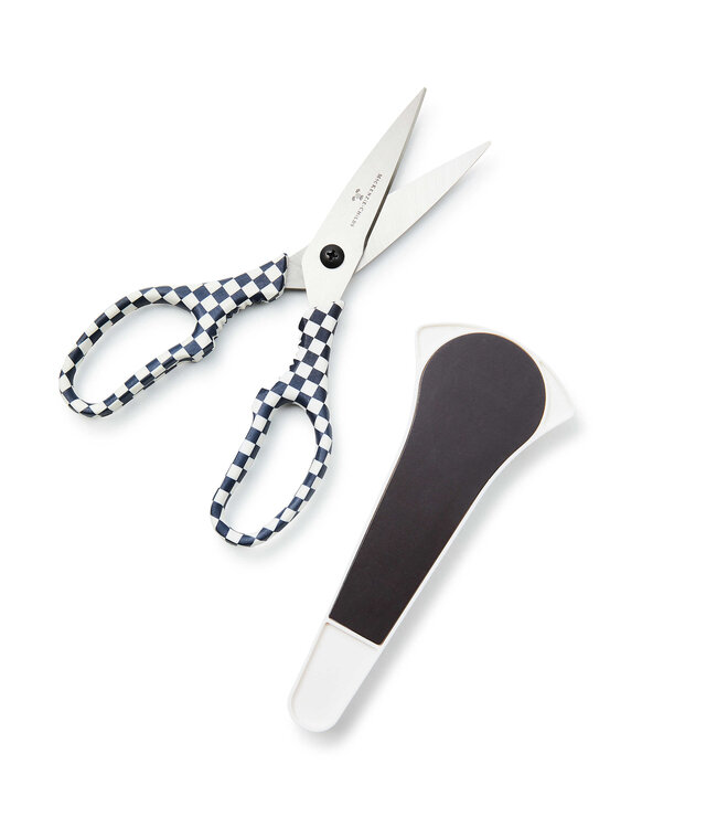 MACKENZIE CHILDS Black & White Check Kitchen Shears