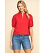 Ivy Short Sleeve V-Neck Woven Top