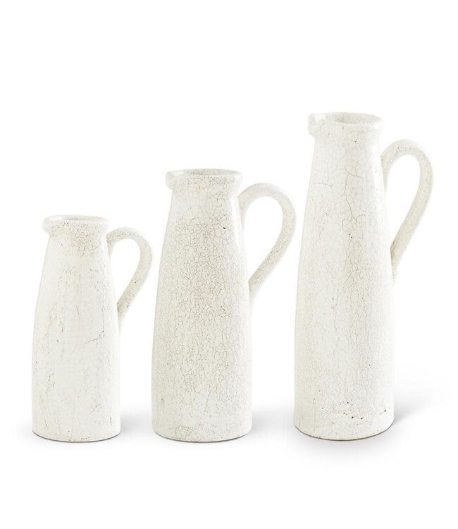 White Ceramic Crackled Pitchers