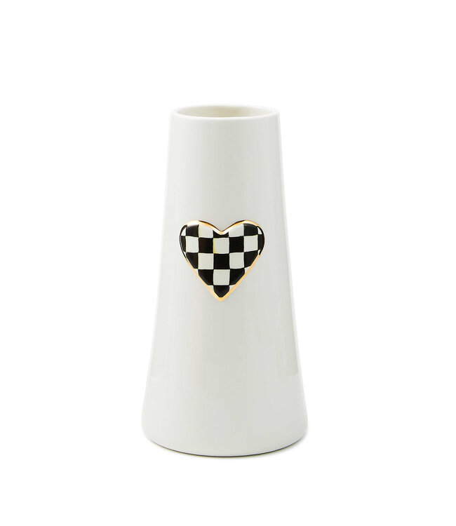 MACKENZIE CHILDS Courtly Check Tall Heart Vase