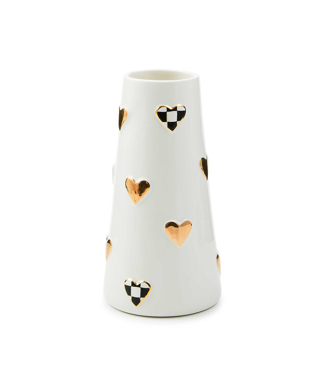 MACKENZIE CHILDS Courtly Check Short Heart Vase