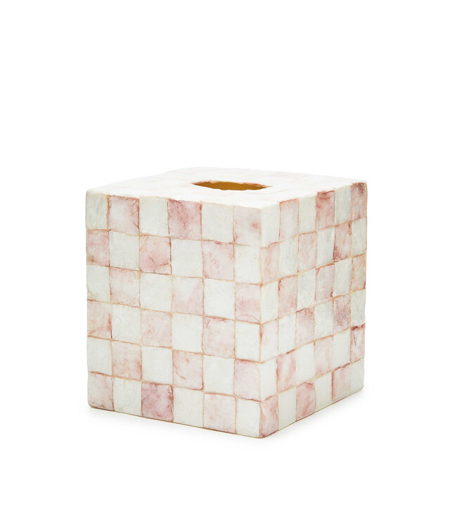 MACKENZIE CHILDS Rosy Check Capiz Boutique Tissue Box Cover