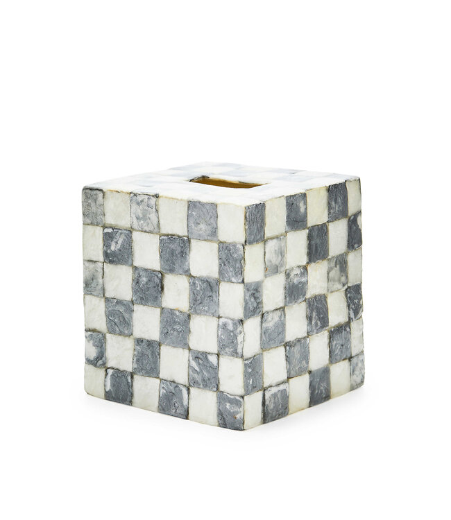 MACKENZIE CHILDS Sterling Check Capiz Boutique Tissue Box Cover