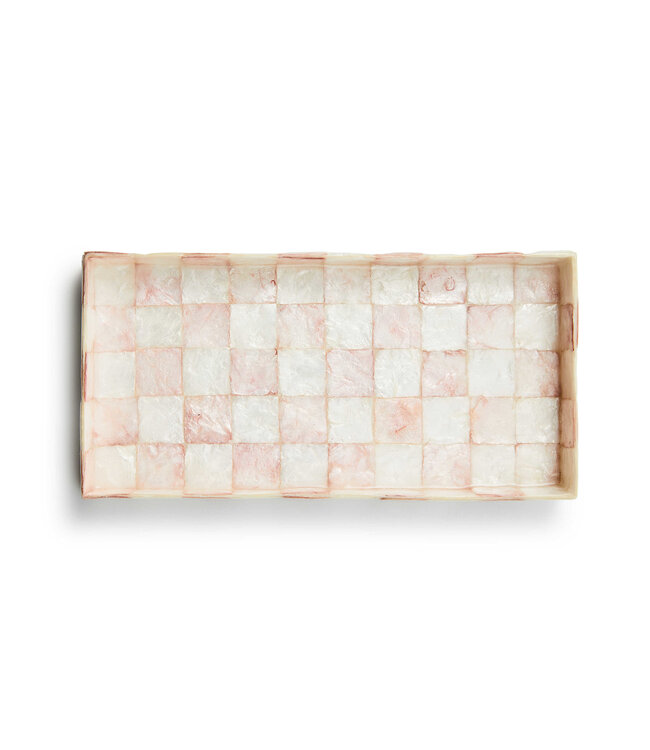 MACKENZIE CHILDS Rosy Check Capiz Vanity Tray
