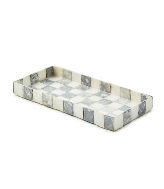MACKENZIE CHILDS Sterling Check Capiz Vanity Tray