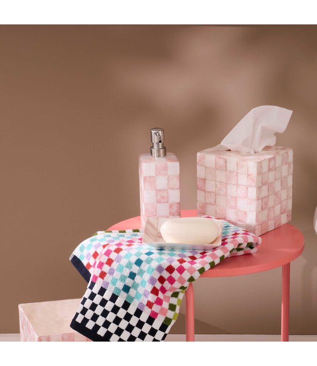 MACKENZIE CHILDS Rosy Check Capiz Soap Pump